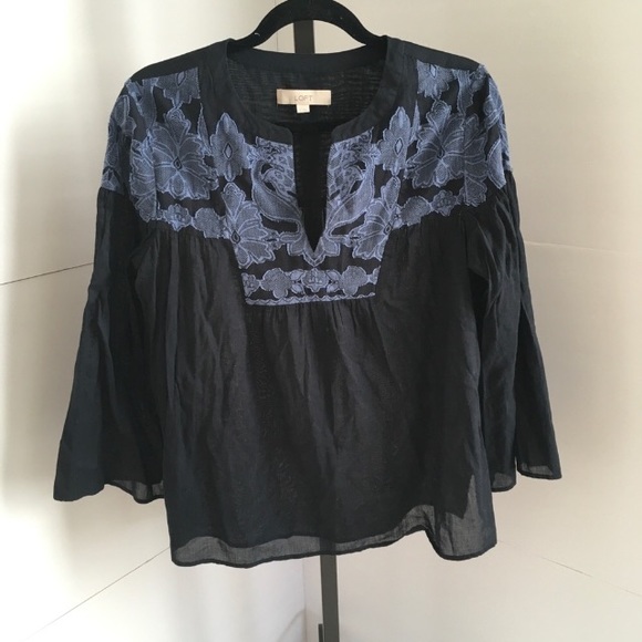 LOFT Embroidered Peasant Blouse - Picture 2 of 4